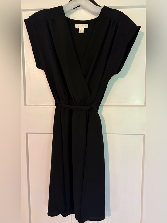 Monteau Dresses & Skirts - Monteau Black Midi Wrap Dress with Tie Waist. Small